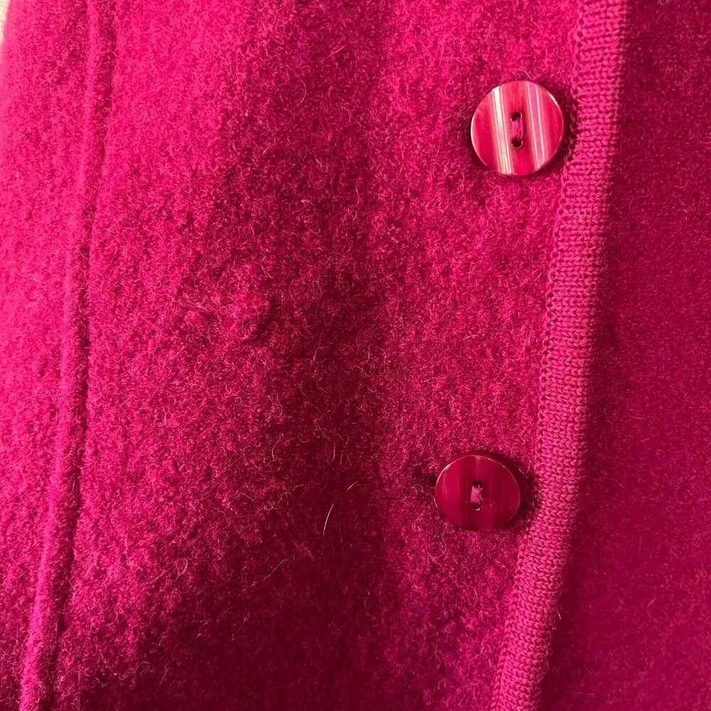 Appleseeds Cardigan Jacket Womens Small Pink Fushia Boiled Wool Cozy Prep Barbie